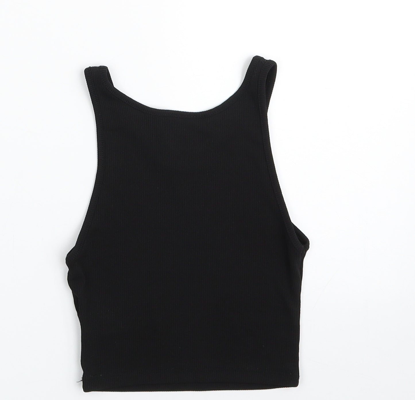 Topshop Womens Black  Polyester Pullover Sweatshirt Size 4  Pullover - Cropped