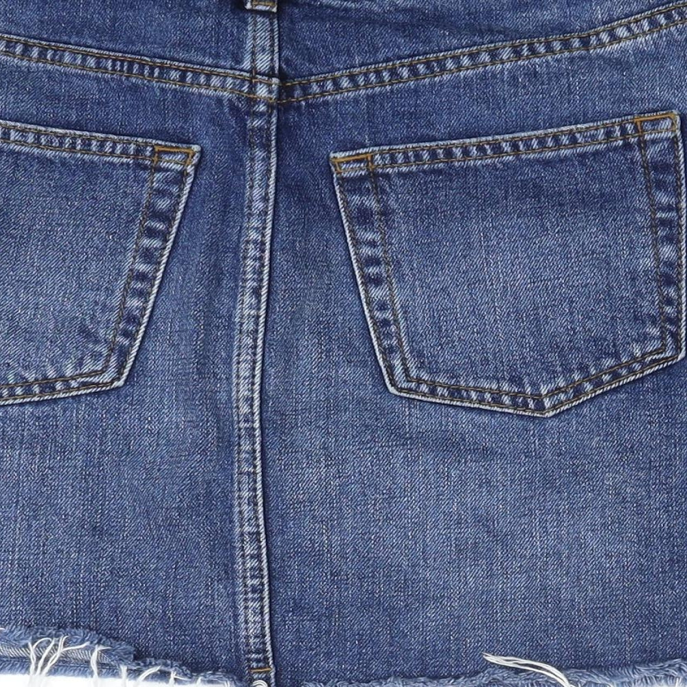 Topshop Womens Blue  Cotton A-Line Skirt Size 6   Zip