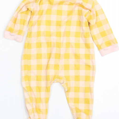 NEXT Baby Yellow Plaid 100% Cotton Babygrow One-Piece Size 9-12 Months  Snap - Love to smile