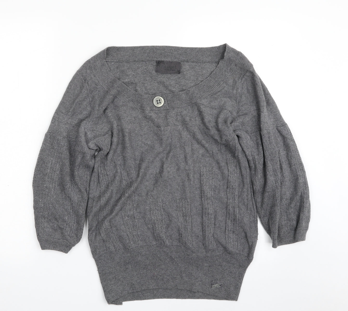 Numph Womens Grey Scoop Neck  Coir Pullover Jumper Size L