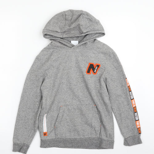 George Boys Grey  Cotton Pullover Hoodie Size 9-10 Years  Pullover - NERF NATION