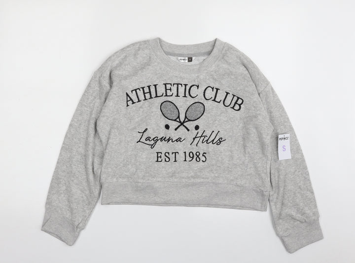 Pep&Co Womens Grey  Cotton Pullover Sweatshirt Size S  Pullover - Athletic Club