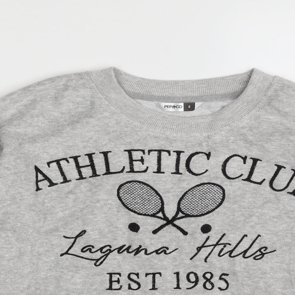 Pep&Co Womens Grey  Cotton Pullover Sweatshirt Size S  Pullover - Athletic Club