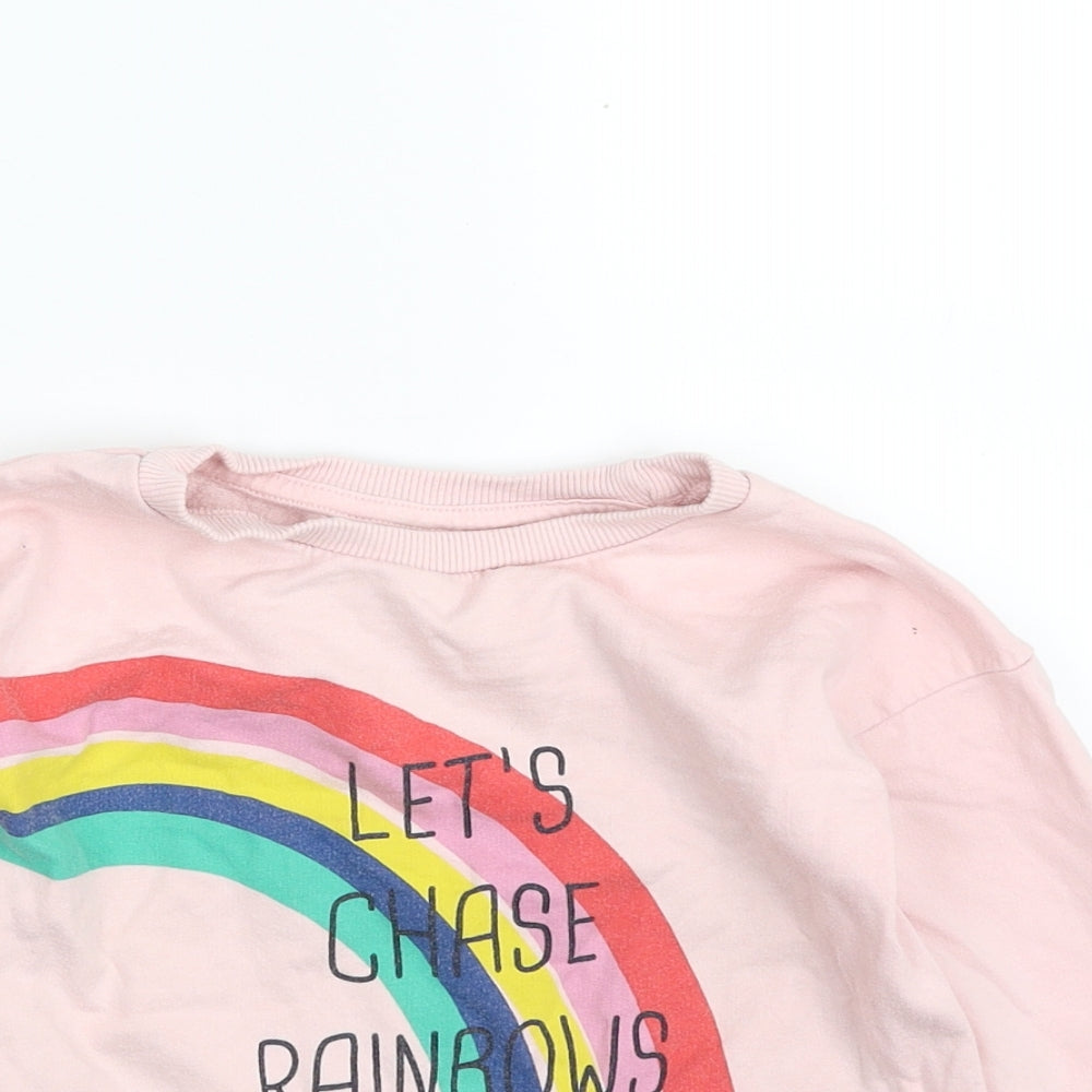M&Co Girls Pink  Cotton Pullover Sweatshirt Size 2-3 Years  Pullover - Let's Chase Rainbows