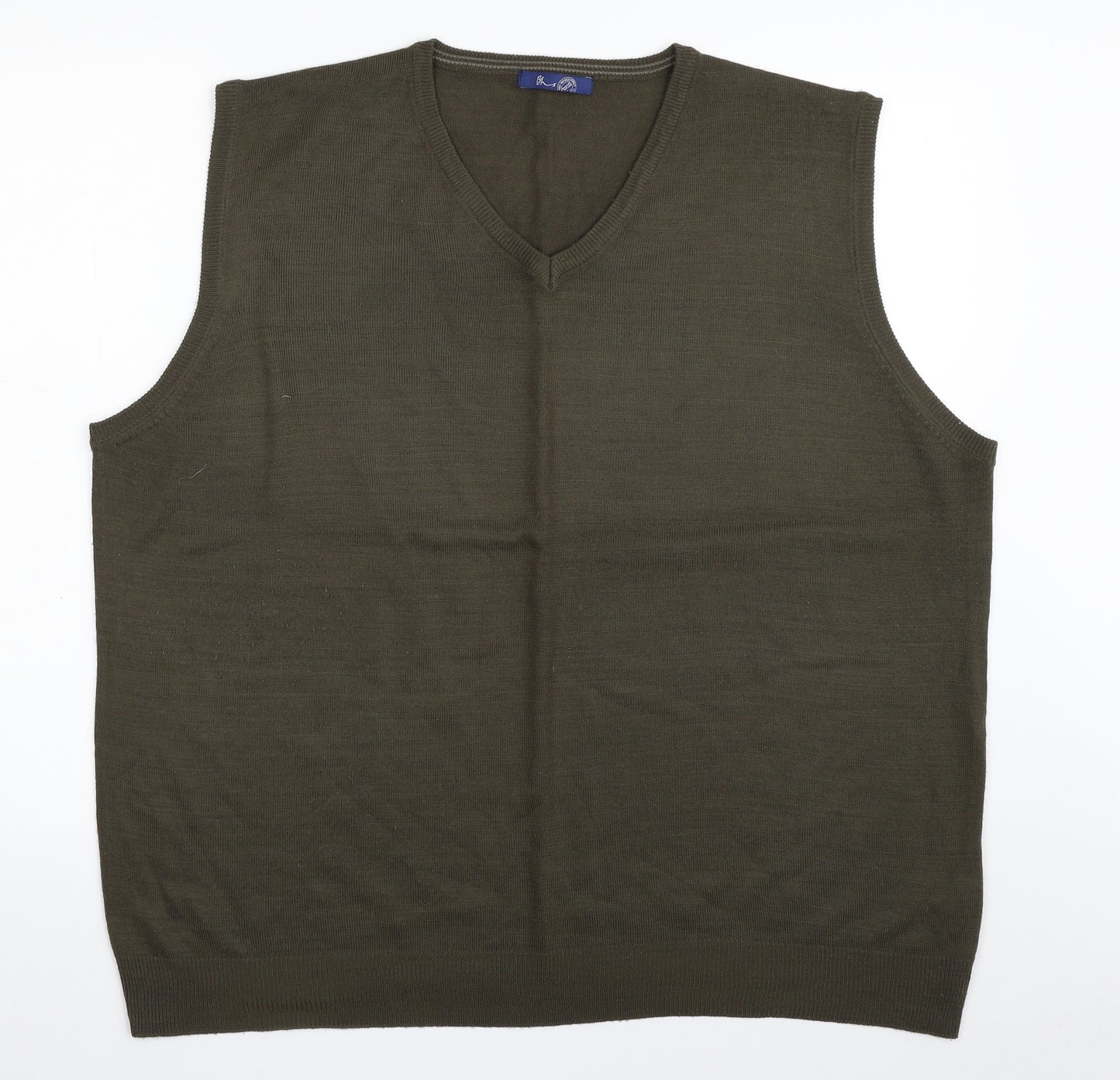 BHS Mens Green V-Neck  Acrylic Vest Jumper Size XL