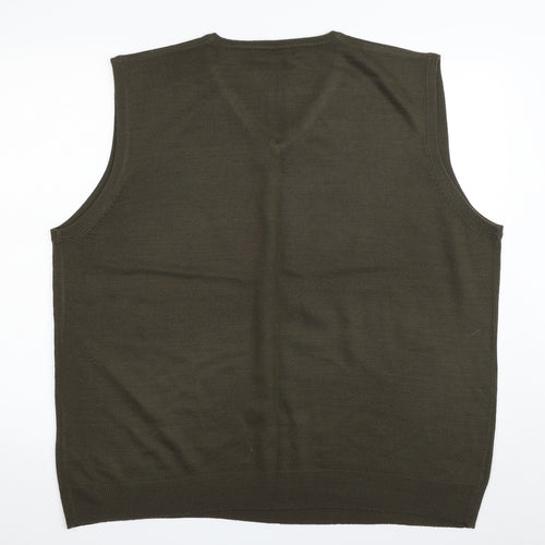 BHS Mens Green V-Neck  Acrylic Vest Jumper Size XL