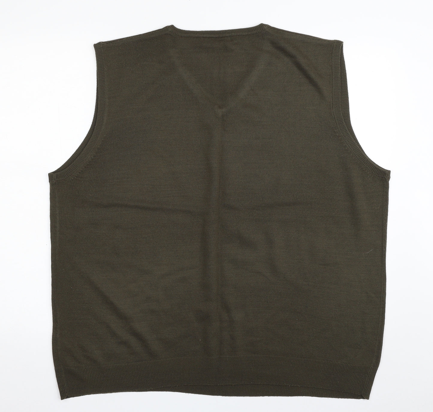 BHS Mens Green V-Neck  Acrylic Vest Jumper Size XL