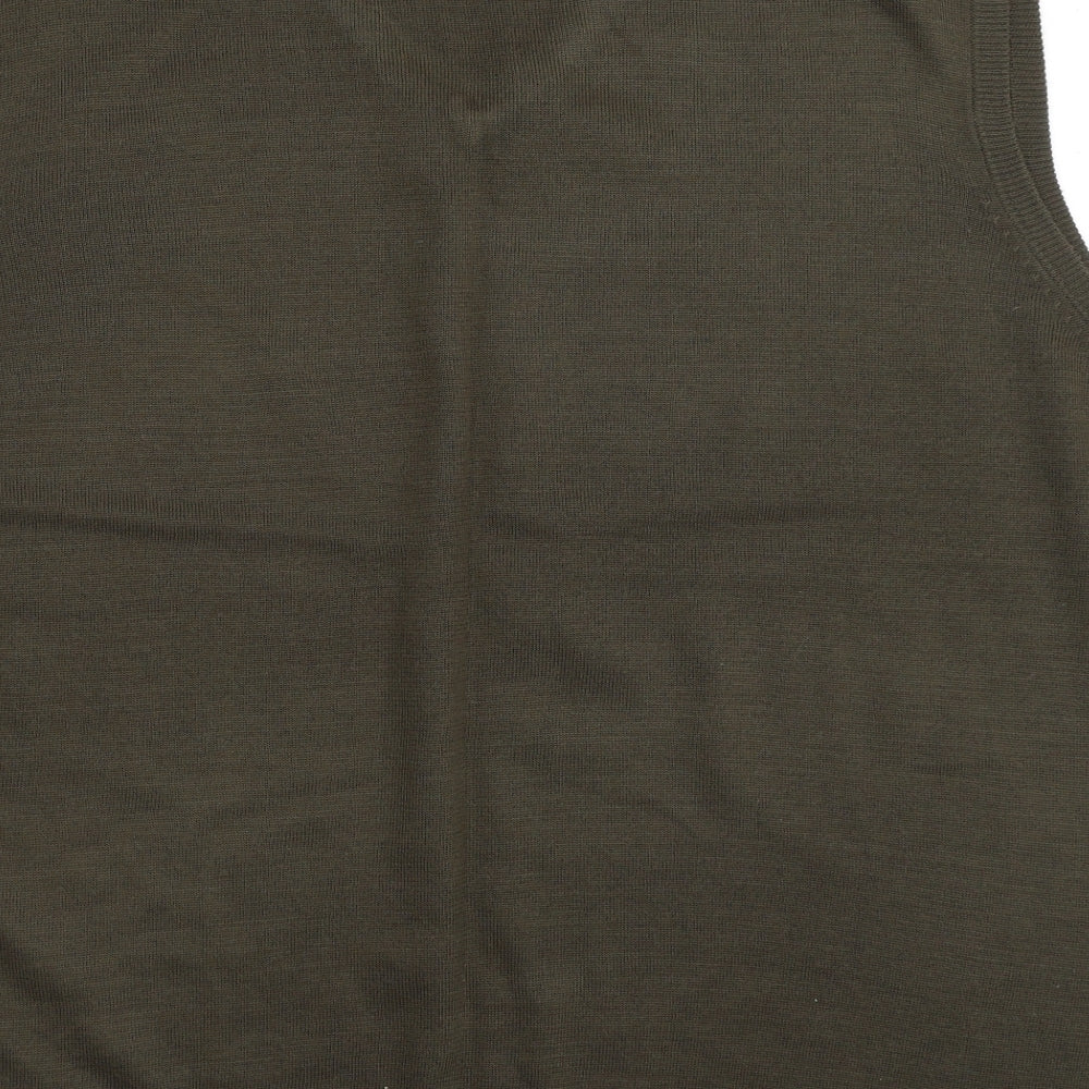 BHS Mens Green V-Neck  Acrylic Vest Jumper Size XL