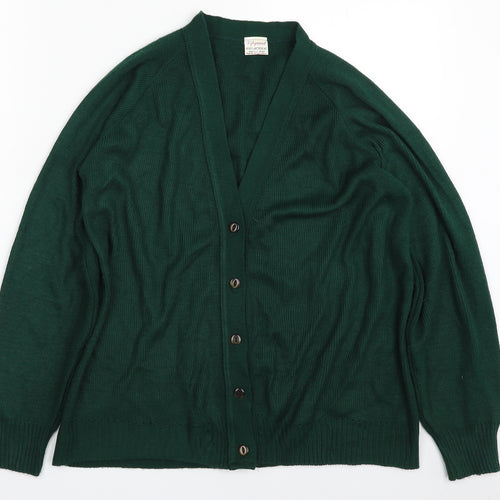 Lifeguard Girls Green V-Neck  Acrylic Cardigan Jumper Size 14 Years  Button