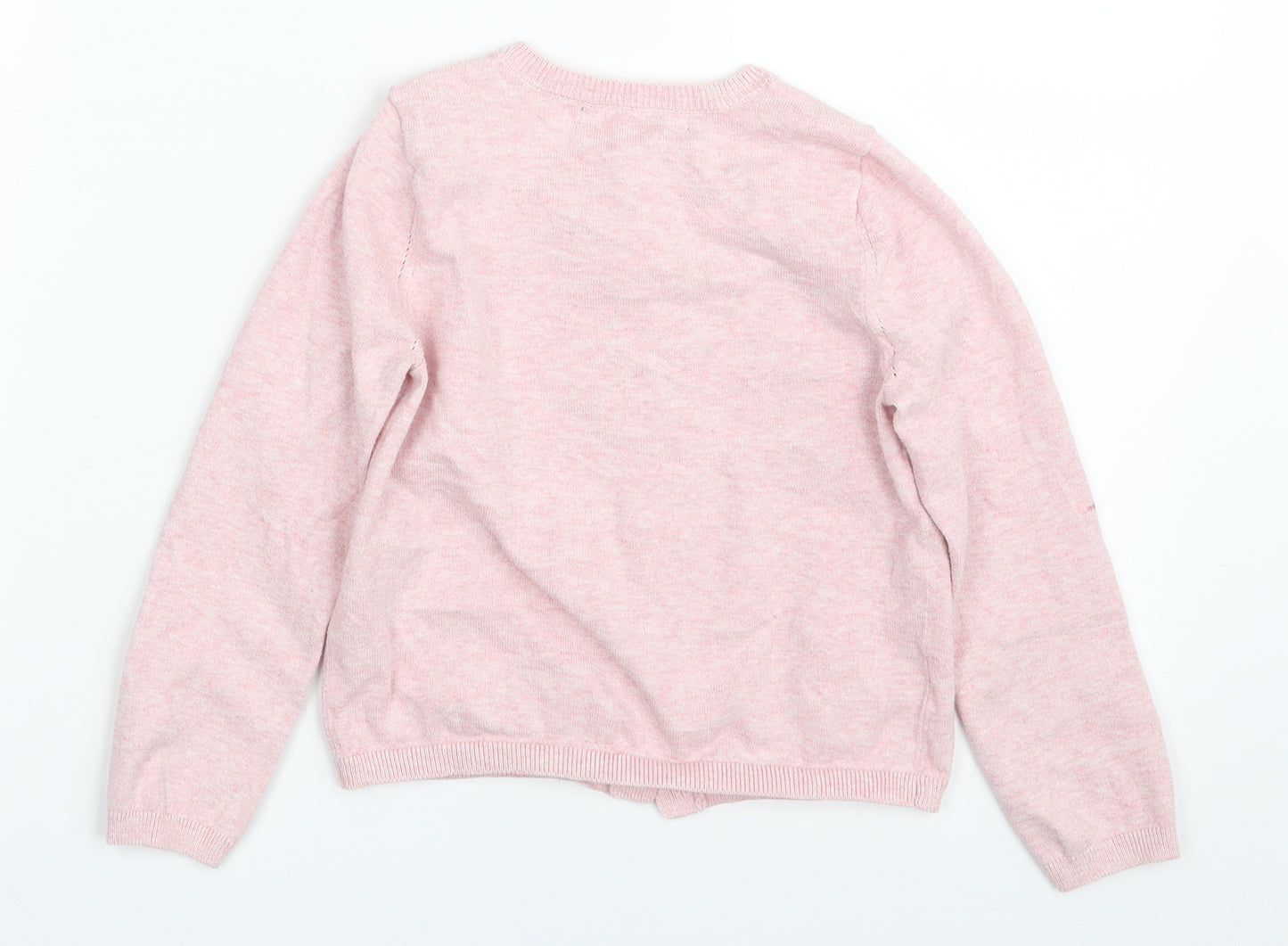George Girls Pink Crew Neck  Cotton Cardigan Jumper Size 5-6 Years  Button