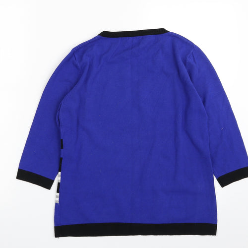 MICHA Womens Blue Scoop Neck Striped Viscose Pullover Jumper Size S   - SIZE S/M