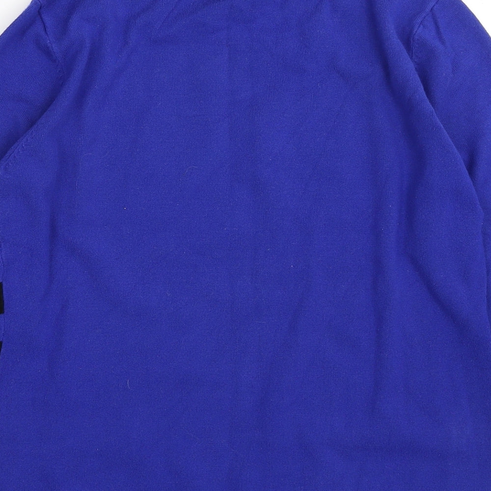 MICHA Womens Blue Scoop Neck Striped Viscose Pullover Jumper Size S   - SIZE S/M
