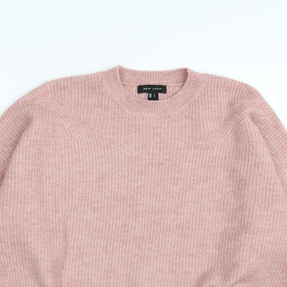 New Look Womens Pink Crew Neck  Acrylic Pullover Jumper Size L