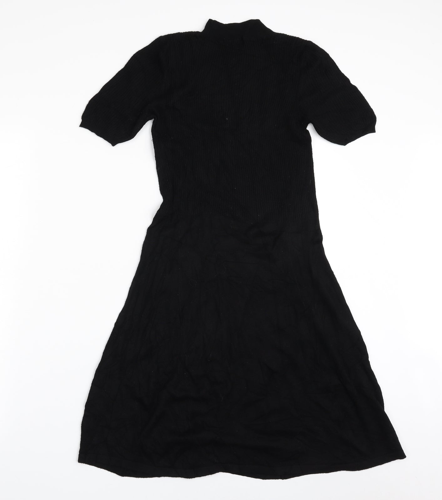 TU Womens Black  Viscose Jumper Dress  Size 12  High Neck Pullover