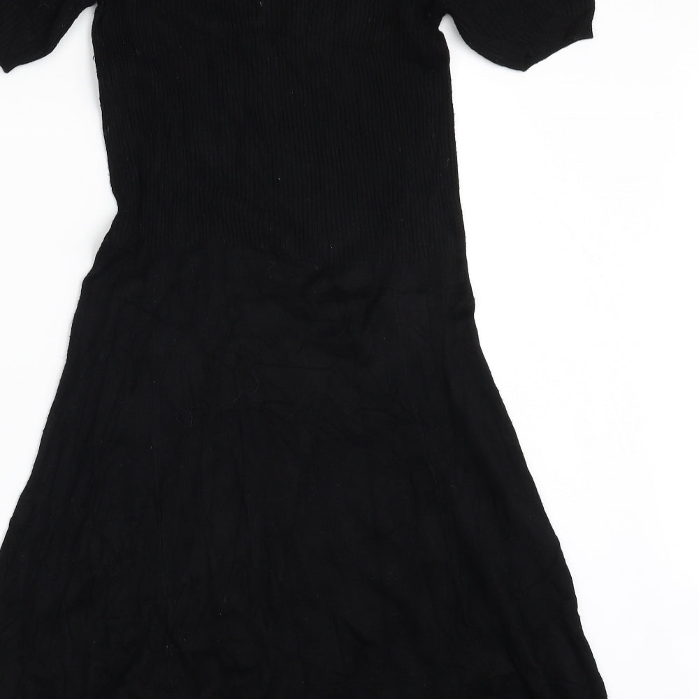 TU Womens Black  Viscose Jumper Dress  Size 12  High Neck Pullover