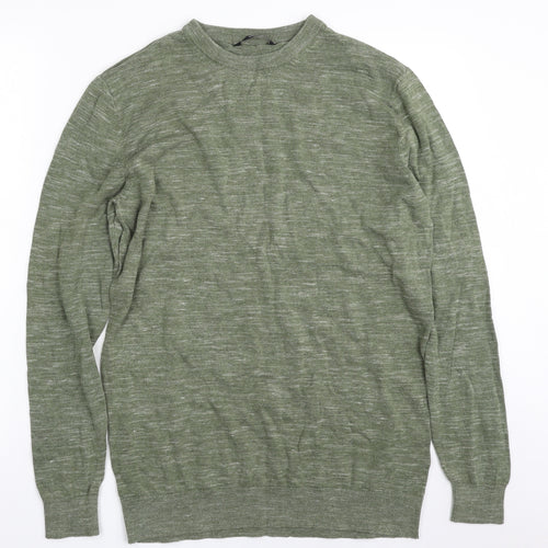 George Mens Green Crew Neck  Cotton Pullover Jumper Size L