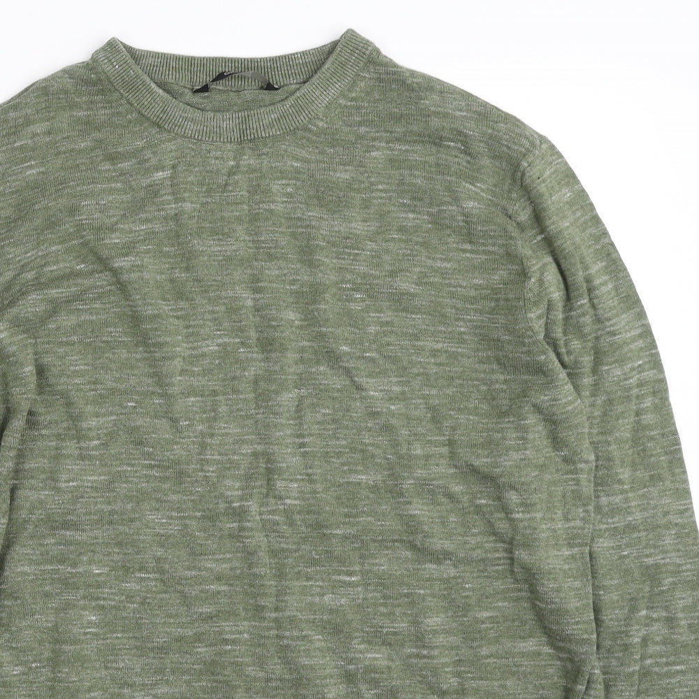 George Mens Green Crew Neck  Cotton Pullover Jumper Size L