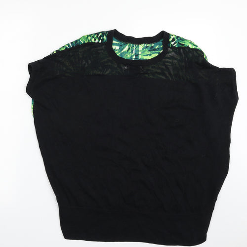 Paraphrase Womens Green Crew Neck Floral Cotton Pullover Jumper Size 10