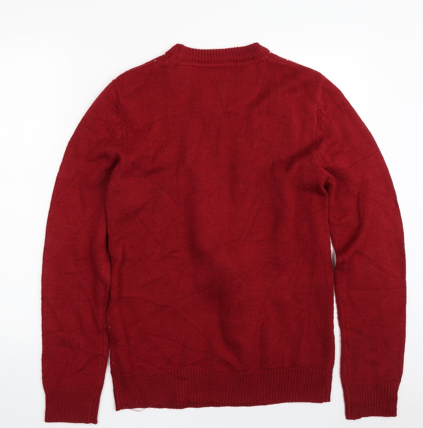 Burton Mens Red Crew Neck  Acrylic Pullover Jumper Size S   - Christmas