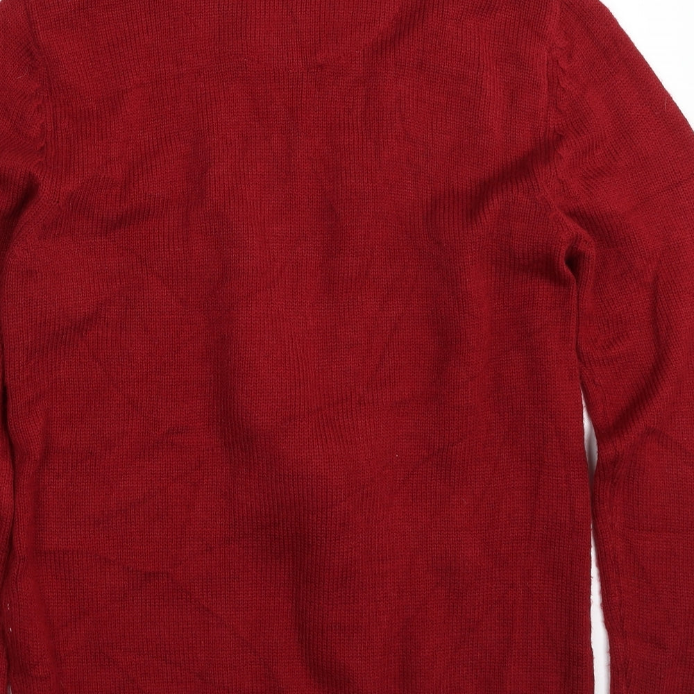 Burton Mens Red Crew Neck  Acrylic Pullover Jumper Size S   - Christmas