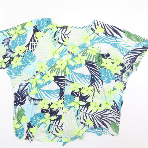Pep&Co Womens Multicoloured Floral 100% Cotton Basic T-Shirt Size 20 Round Neck - Tie