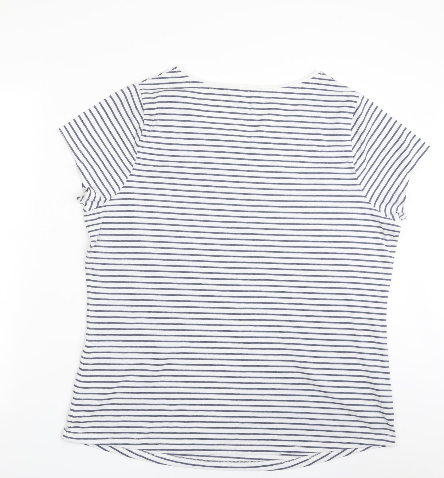 George Womens White Striped Cotton Basic T-Shirt Size 20 Boat Neck