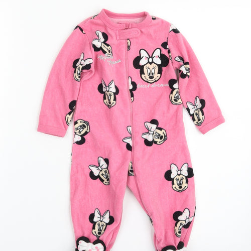 Primark Girls Pink Animal Print 100% Polyester Babygrow One-Piece Size 6-9 Months  Zip - Sweet Dreams