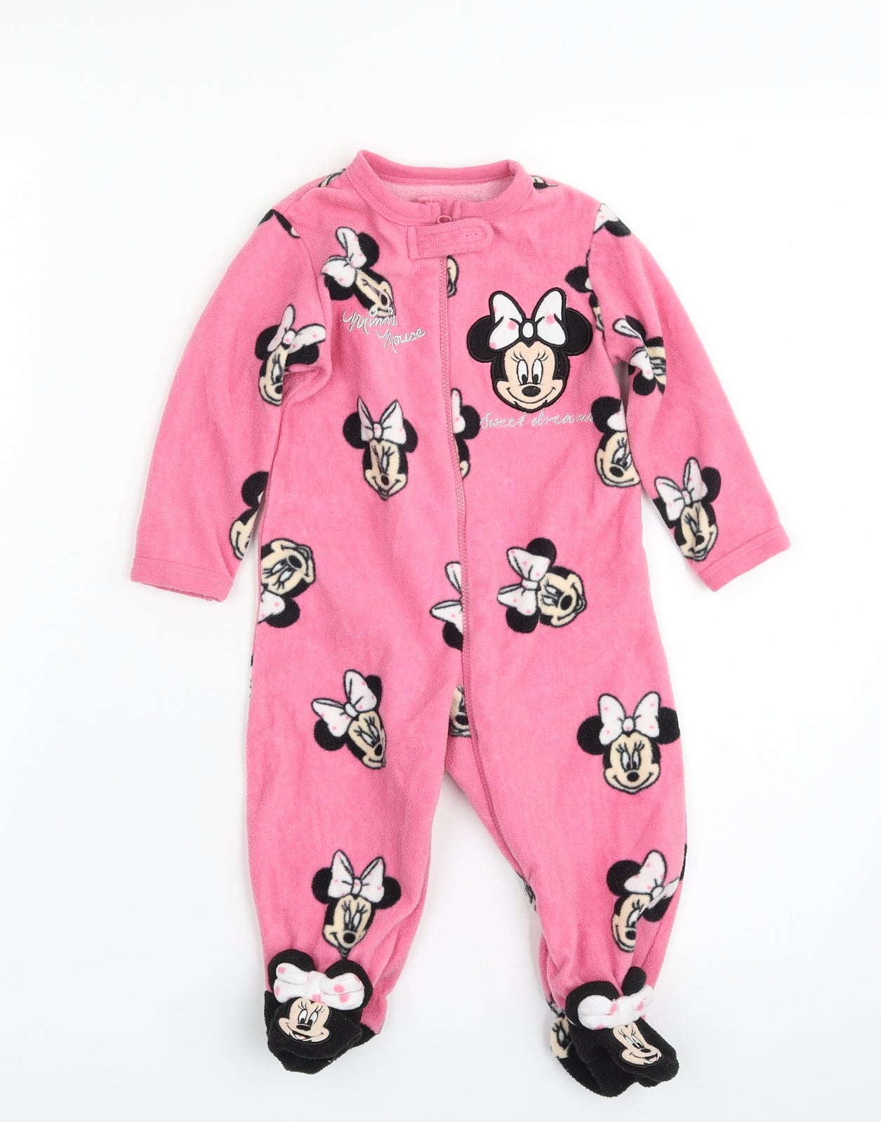Primark Girls Pink Animal Print 100% Polyester Babygrow One-Piece Size 6-9 Months  Zip - Sweet Dreams