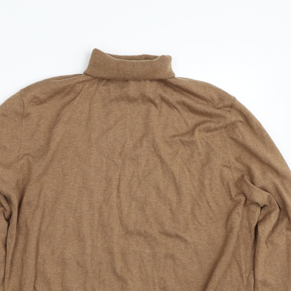 Massimo Dutti Womens Brown Roll Neck  Cotton Pullover Jumper Size XL