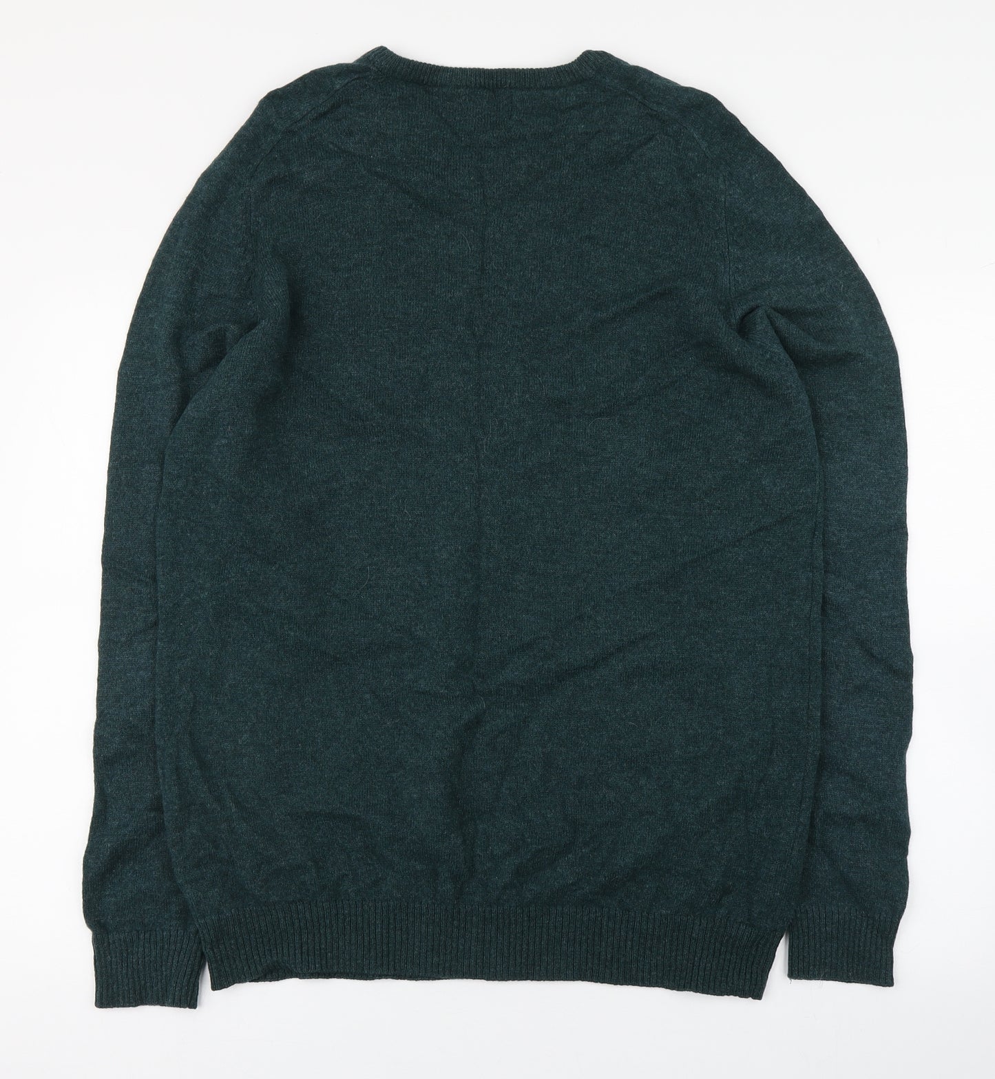 F&F Mens Green Round Neck  Wool Pullover Jumper Size XL