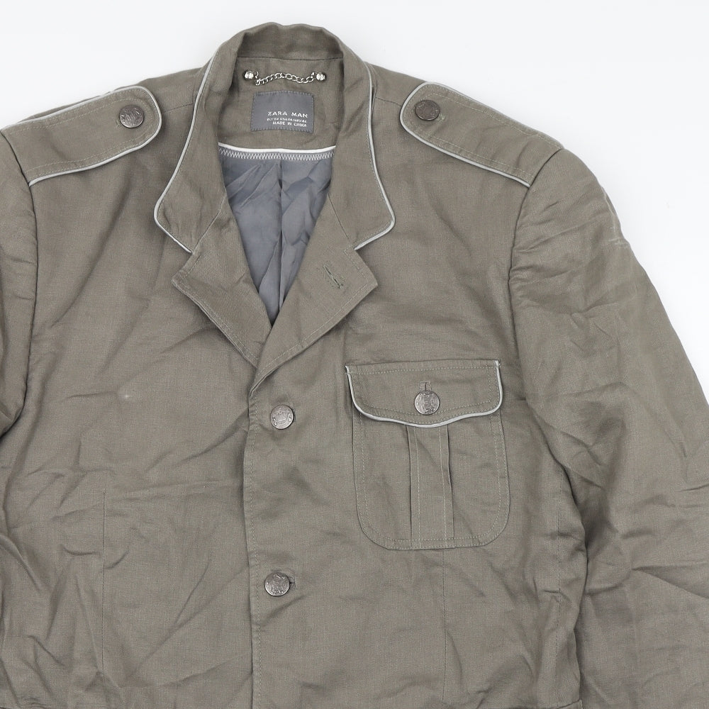 Zara Mens Beige   Trench Coat Coat Size XL  Button