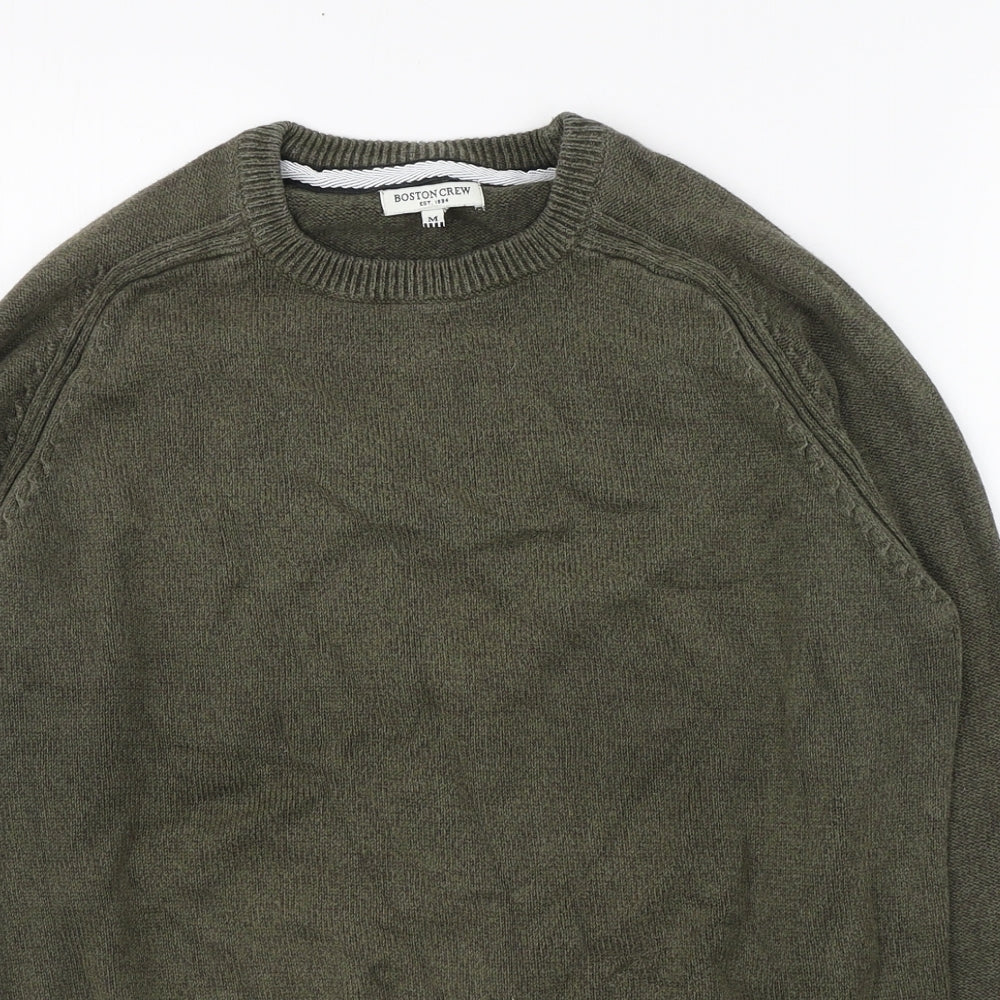 George Mens Green Round Neck  Cotton Pullover Jumper Size M
