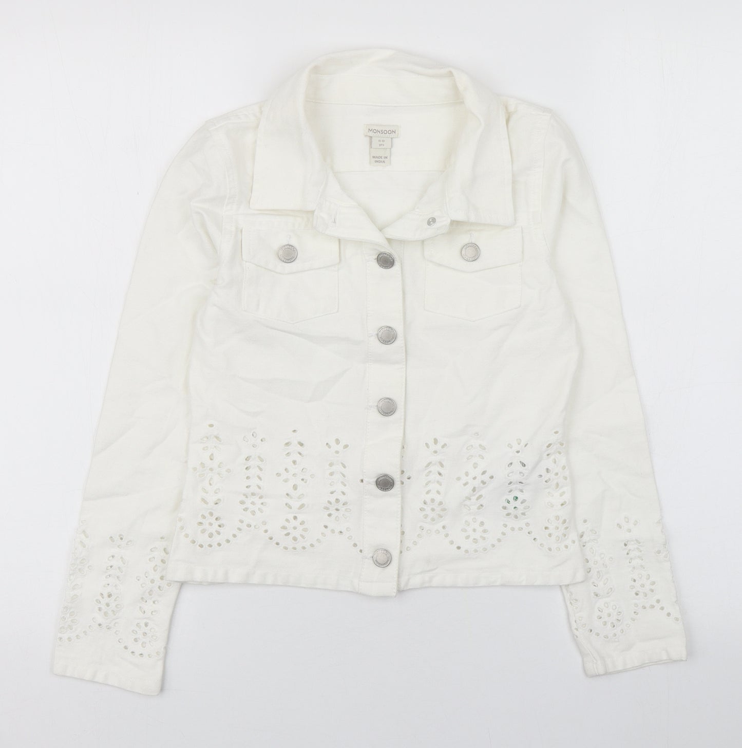 Monsoon Girls White   Jacket  Size 11-12 Years  Button