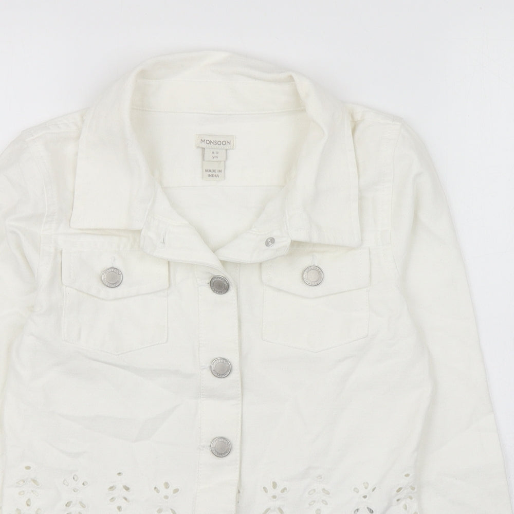 Monsoon Girls White   Jacket  Size 11-12 Years  Button