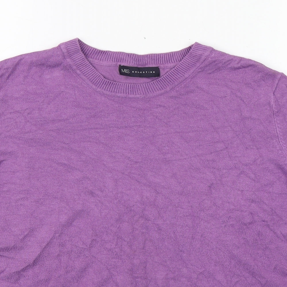 Marks and Spencer Womens Purple Round Neck  Viscose Pullover Jumper Size 16