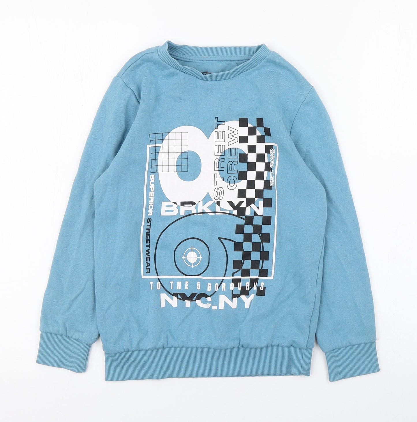 F&F Boys Blue  Cotton Pullover Sweatshirt Size 7-8 Years