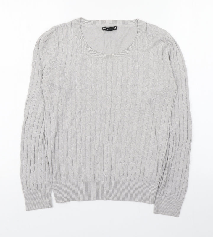 H&M Womens Grey Round Neck Polyamide Pullover Jumper Size S