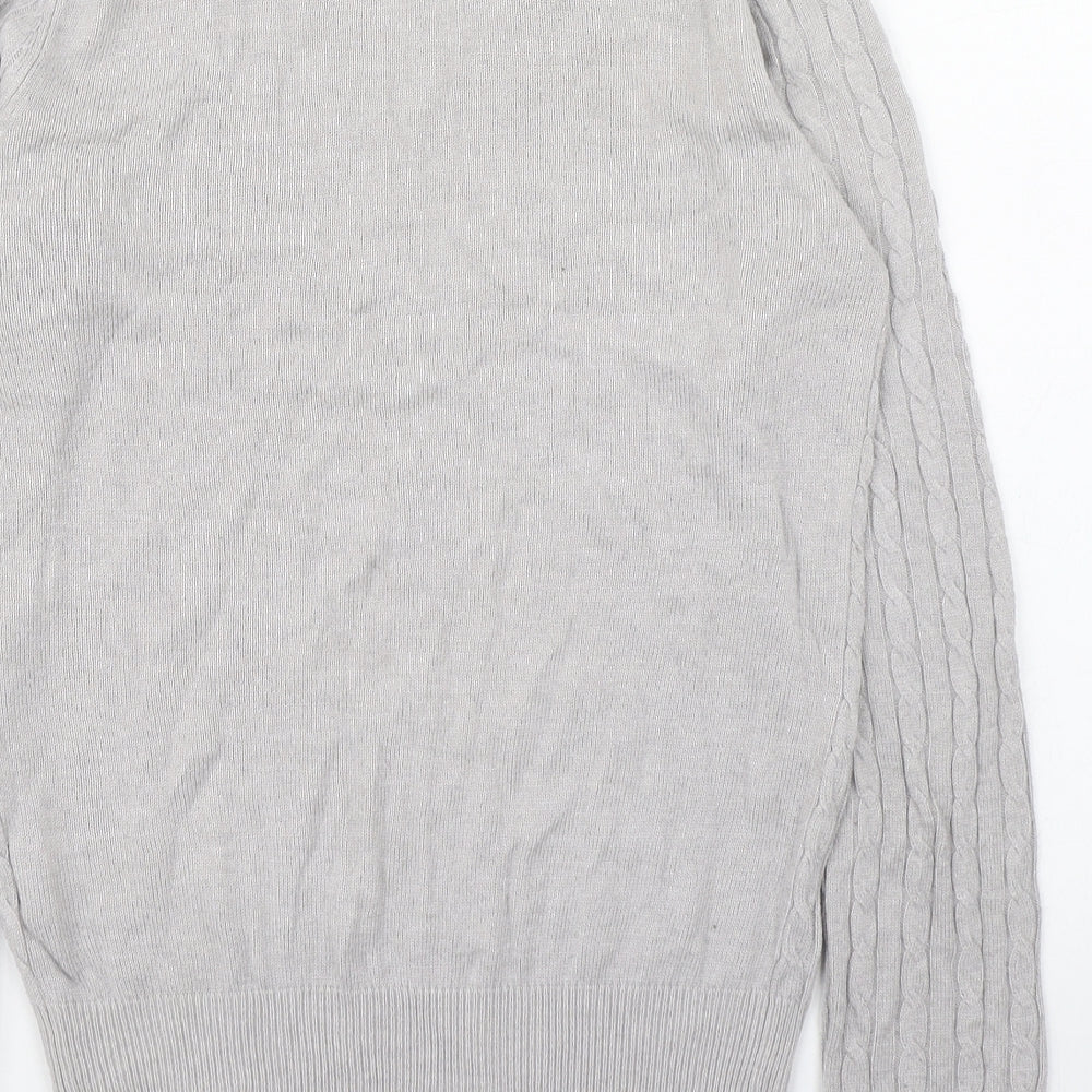 H&M Womens Grey Round Neck  Polyamide Pullover Jumper Size S