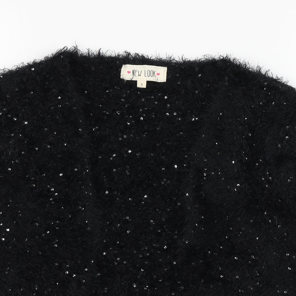 New Look Womens Black V-Neck  Polyester Cardigan Jumper Size S