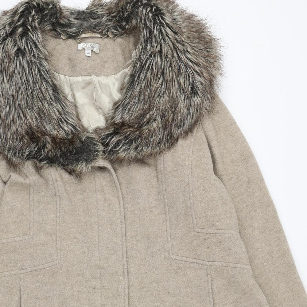 Kaliko Womens Beige   Overcoat Coat Size 20  Button