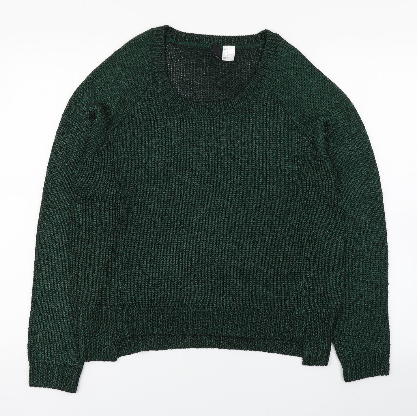 H&M Womens Green Scoop Neck  Polyester Pullover Jumper Size M
