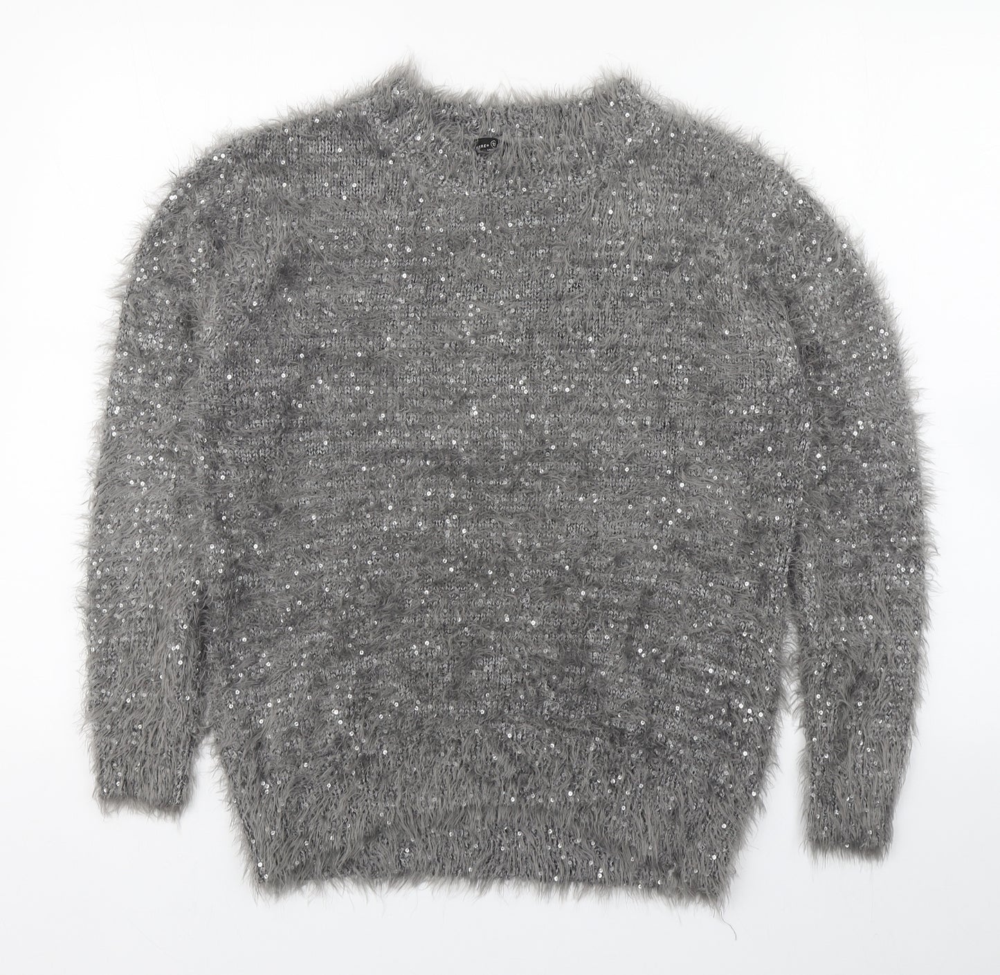 Atmosphere Womens Grey Round Neck  Polyester Pullover Jumper Size 12