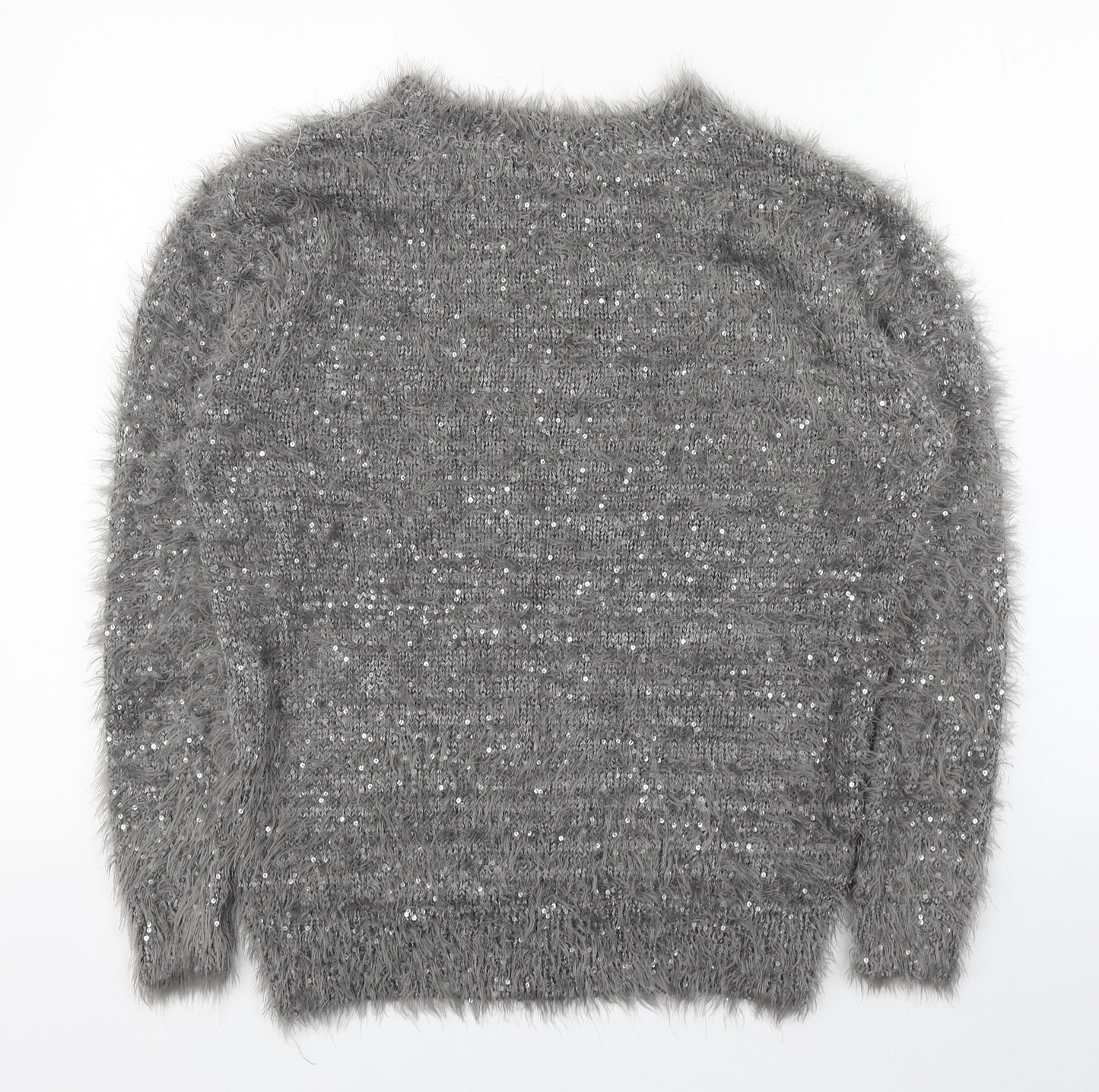 Atmosphere Womens Grey Round Neck  Polyester Pullover Jumper Size 12