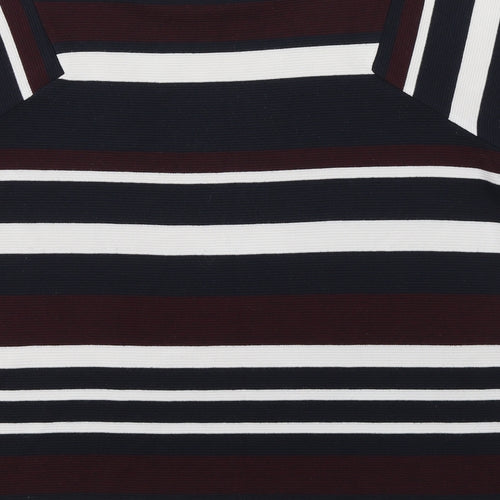 Marks and Spencer Womens Multicoloured Striped Polyester Basic T-Shirt Size 14 Round Neck