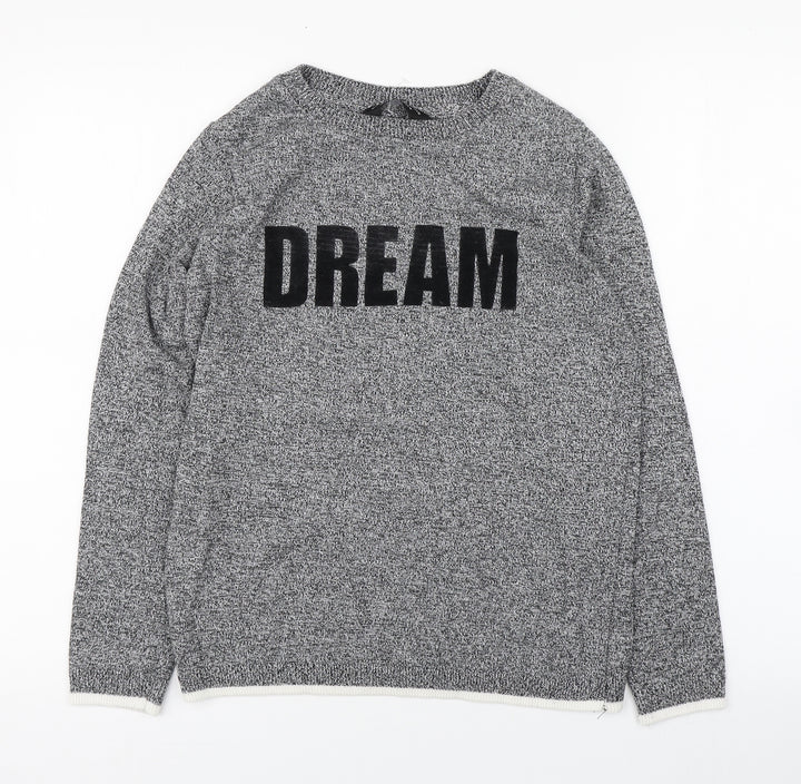 Dorothy Perkins Womens Grey Round Neck Cotton Pullover Jumper Size S - Dream
