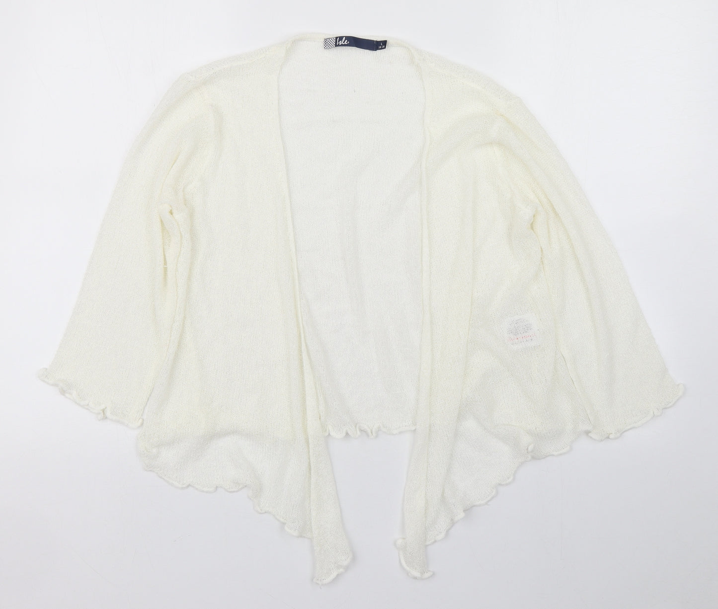 Isle Womens White V-Neck  Acrylic Cardigan Jumper Size L