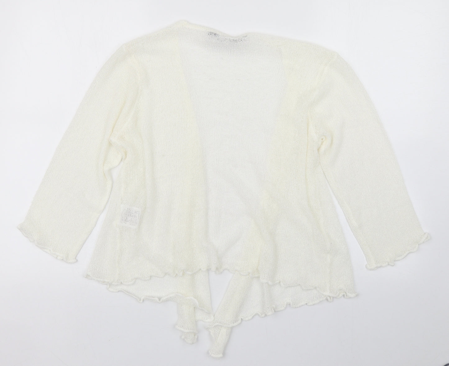 Isle Womens White V-Neck  Acrylic Cardigan Jumper Size L