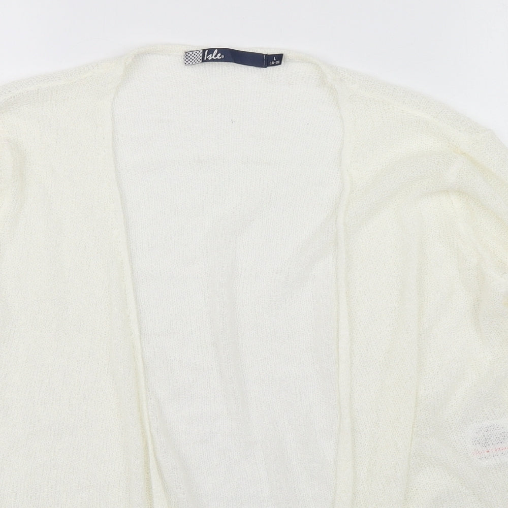Isle Womens White V-Neck  Acrylic Cardigan Jumper Size L