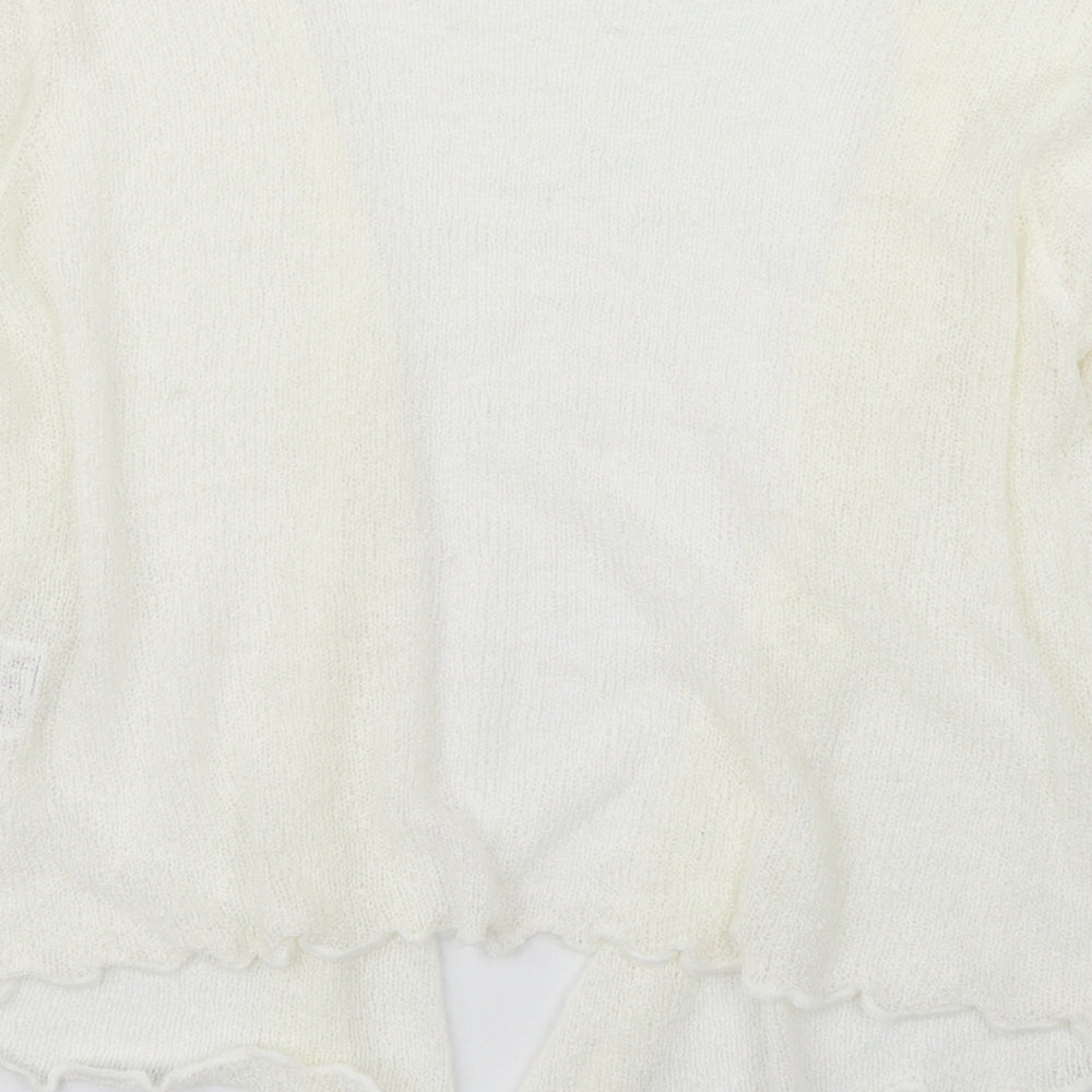 Isle Womens White V-Neck  Acrylic Cardigan Jumper Size L