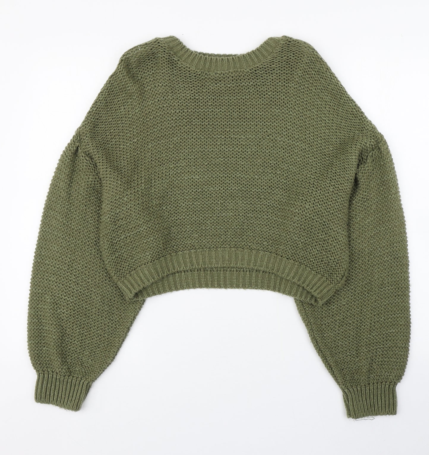 ASOS Womens Green Round Neck  Acrylic Pullover Jumper Size 8   - Cropped